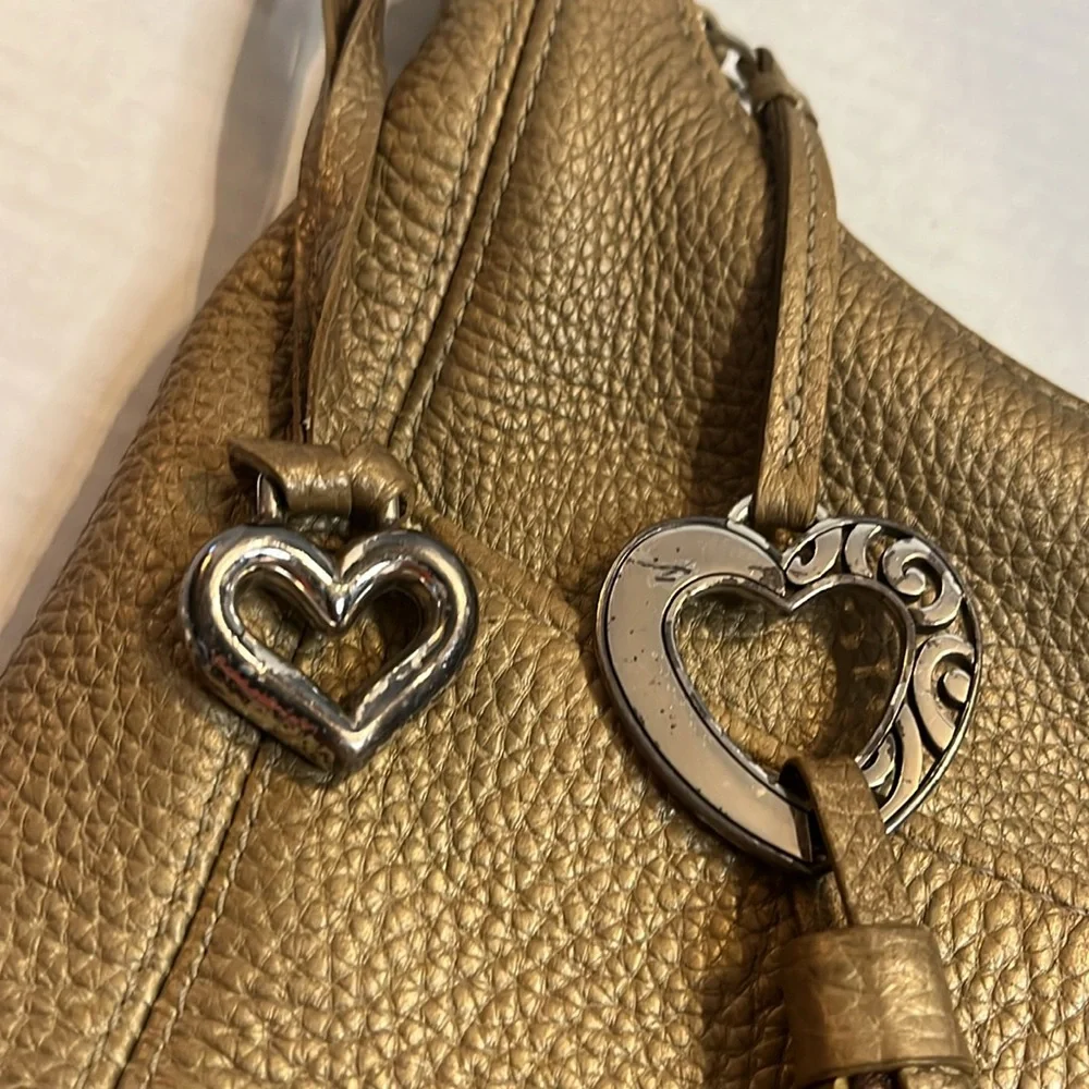 Brighton Hobo Barbados handbag, bronze, brown, pebbled, leather braided purse.